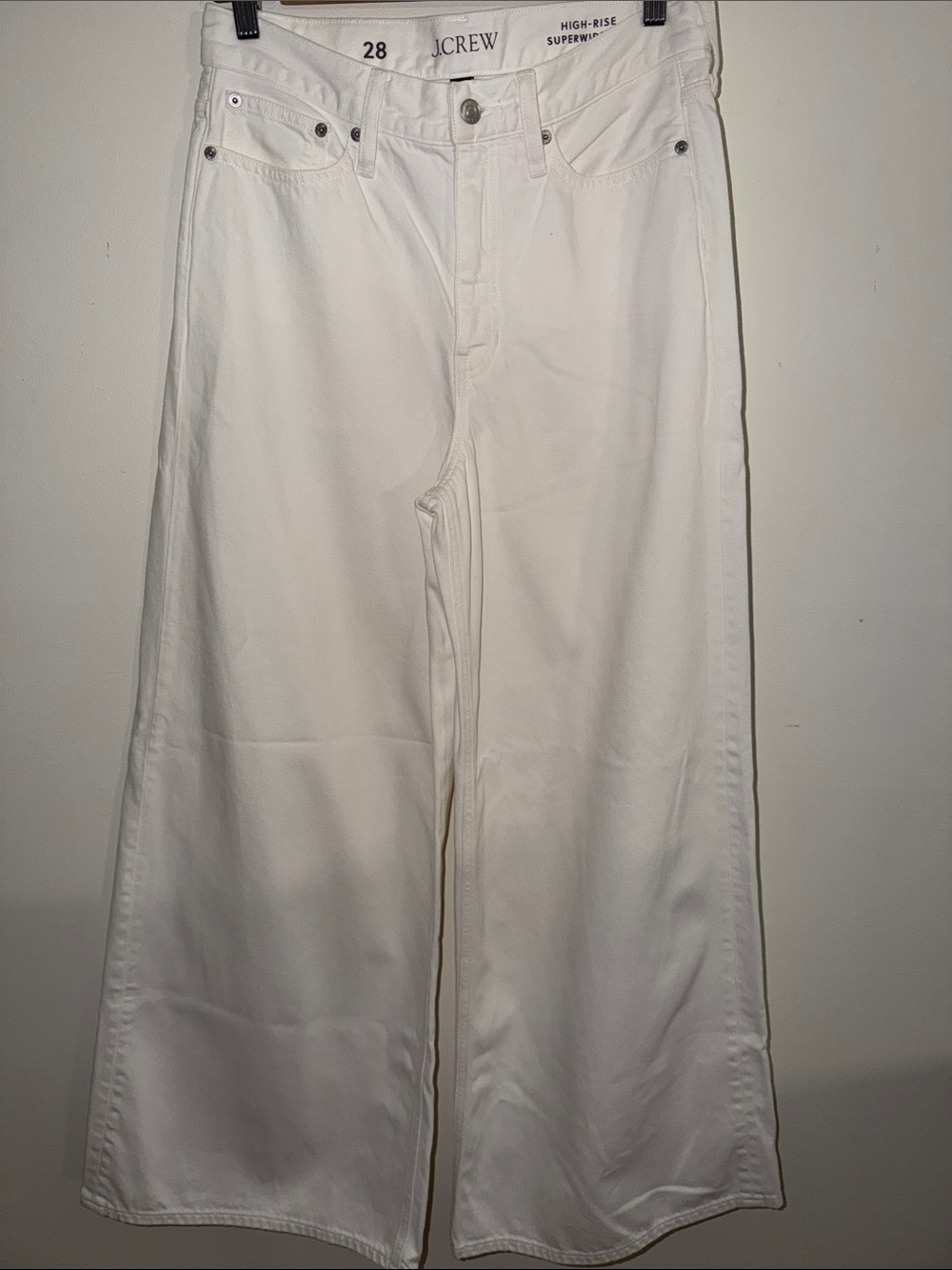 J. Crew White High-Rise Superwide-Leg Jeans, Size 28